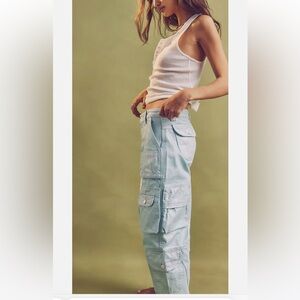 NWT We The Free Lap Of Luxury Coated Barrel Cargo Jean